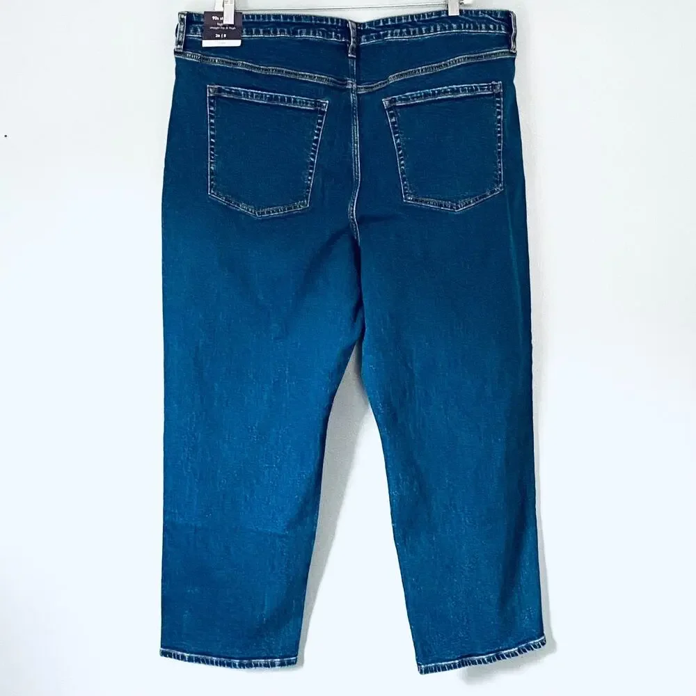 Ava & Viv Jeans Plus 26 High Rise 90s Straight Ankle Stretch Medium Wash New